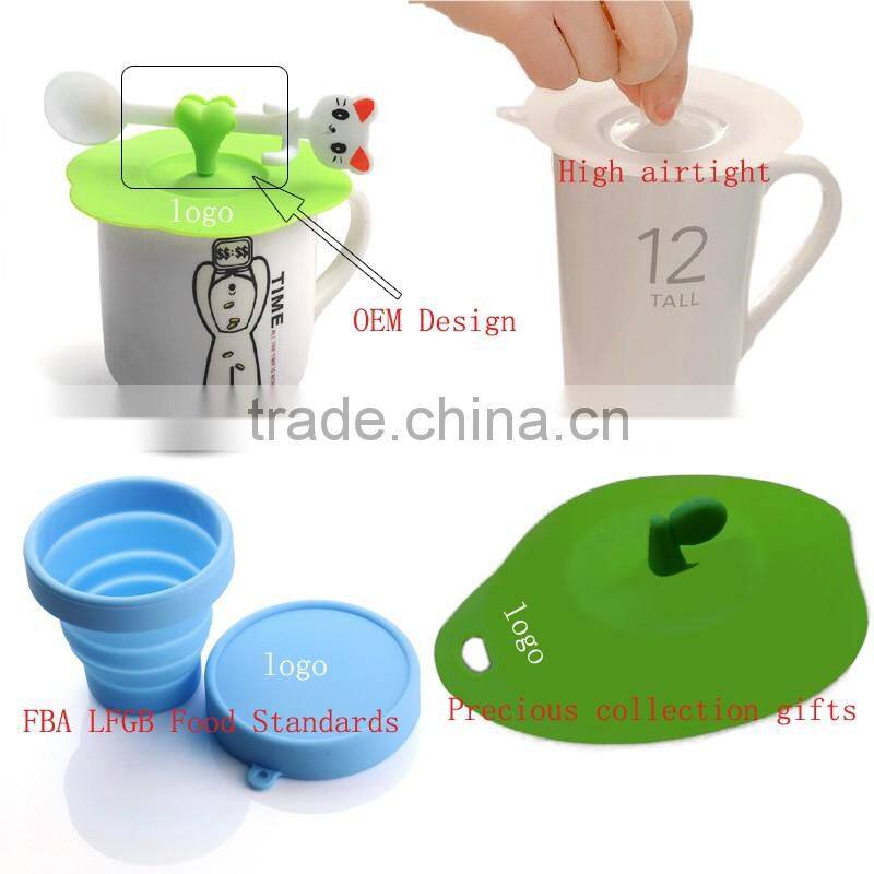 Cartoon silicone coffee cup cover lid
