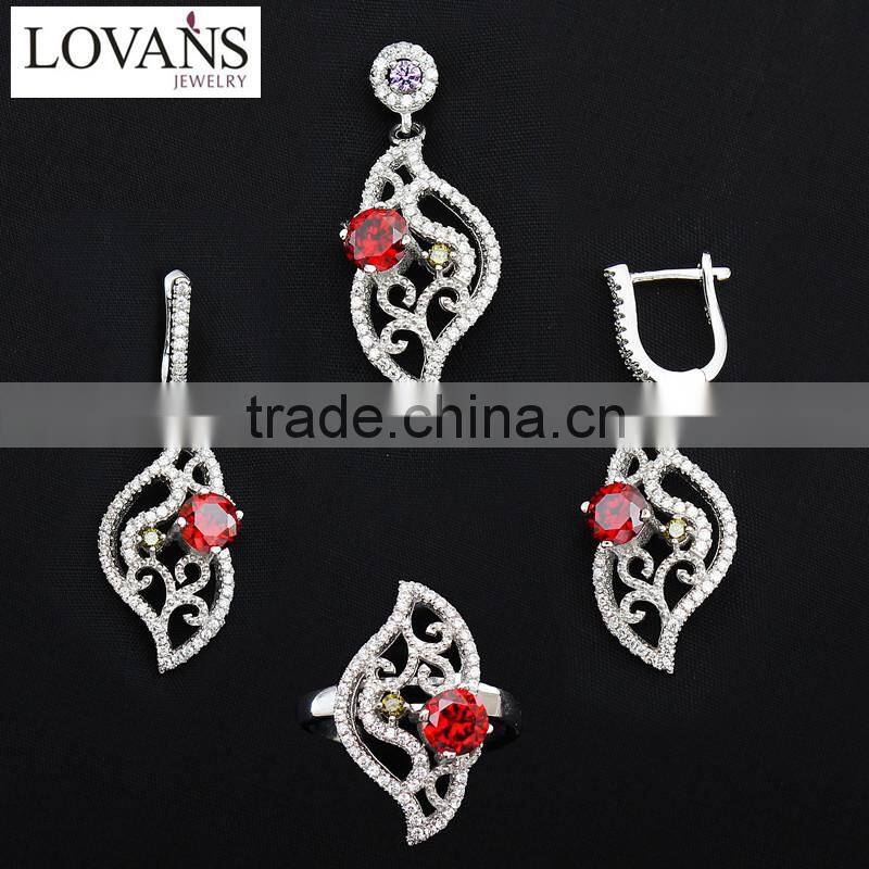 Stylish Fake Gold Jewelry Set New Design Ruby Gemstone bulk buy from china TZ-0175