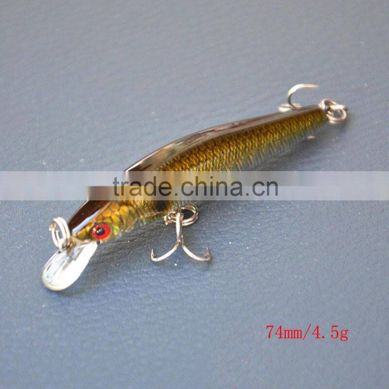 4Pcs 74mm/4.5g Minow Fishing Lure Hard Bait with Hooks Metal Ball Tackle