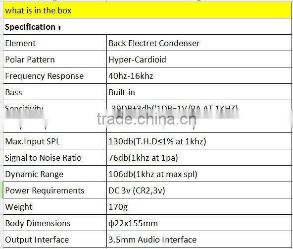 Good DSLR microphone , electret condenser shotgun microphone kit