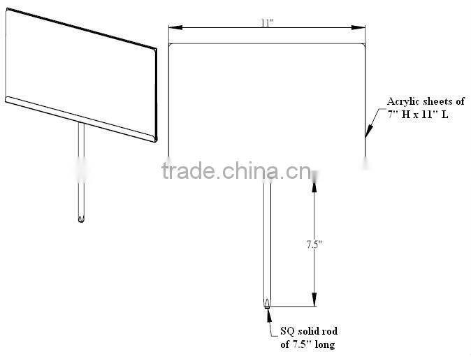 Acrylic sign holder with solid stem/ Sign holder with stem