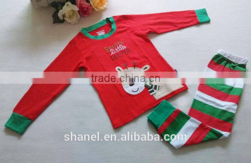 new arrival 2015 Christmas/New Year boys stripe cotton suits two-pieces cotton sets