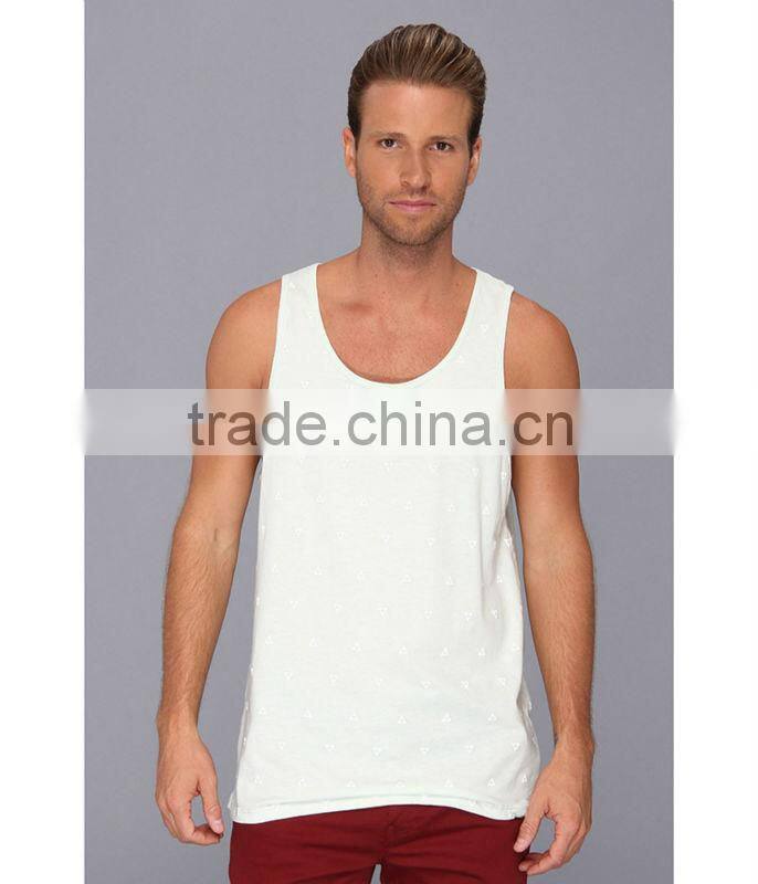 comfortable cotton fabric mens all over print tank top in bulk