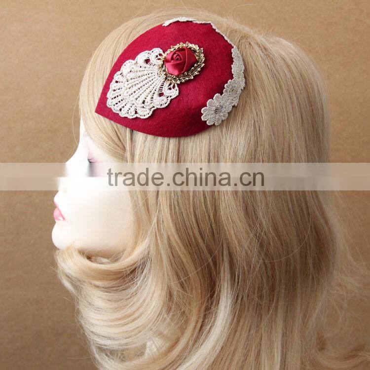 MYLOVE red uk design mini top hat with clips for women