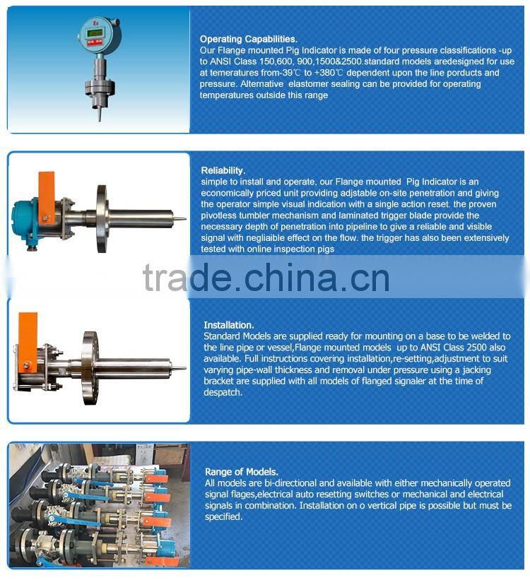 Valved removable flag pig trap pipeline indicator signaller