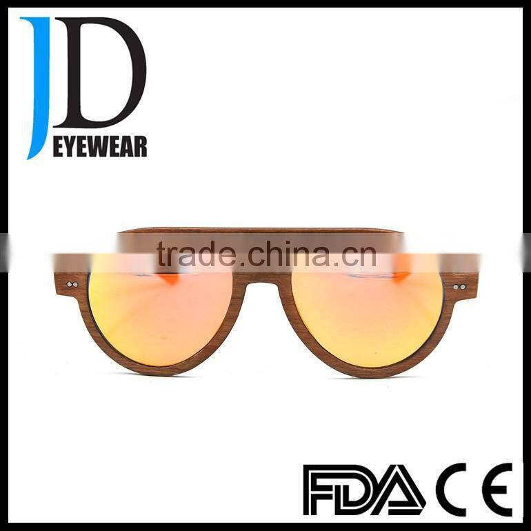2016 new product gold mirror lens promotional wooden sunglasses china