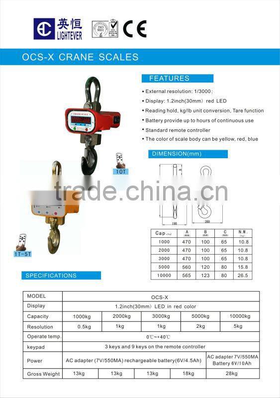 Durable direct viewing Crane Scale with remote controller