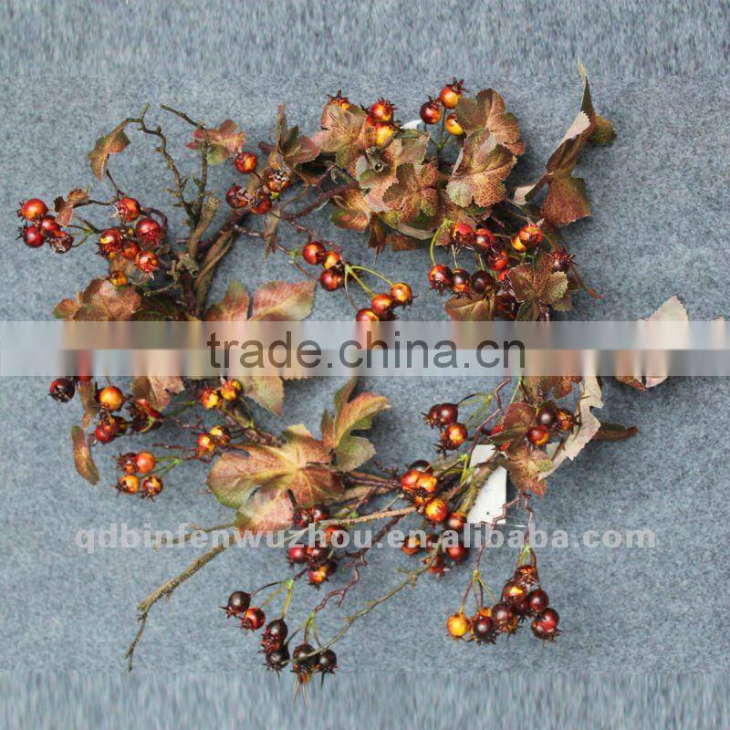 New arrival Artificial Florals and Apple Berries Wreath,artificial fruit collections