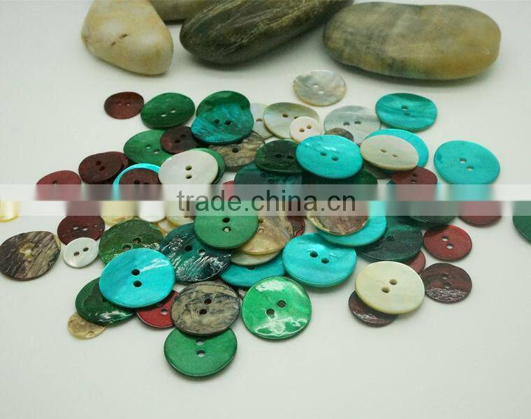 natural dying colorful bue red green 2 holes Japanese akoya shell buttons