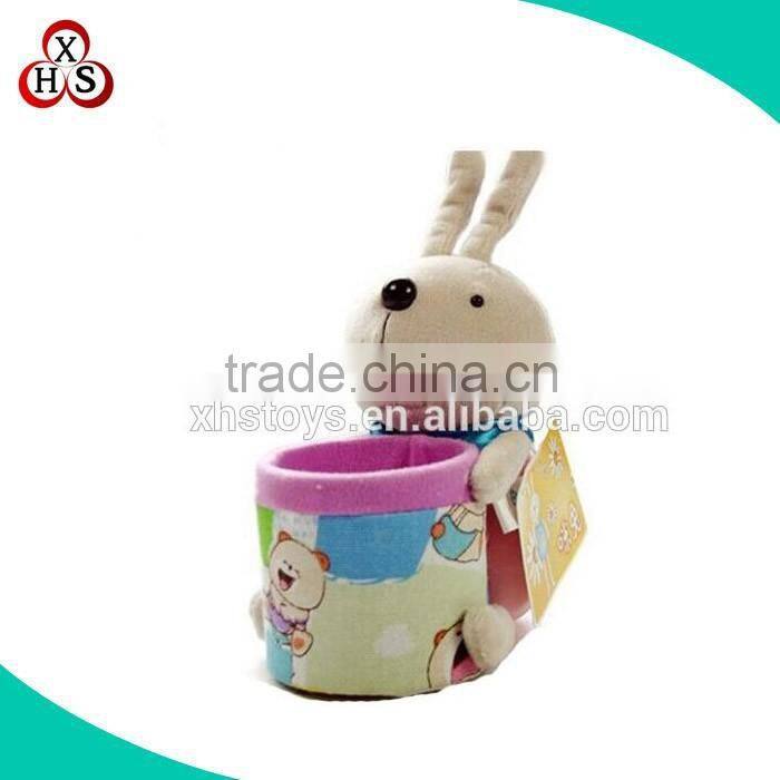 Wholesale custom bear soft plush pen holder cute animal school pen pot