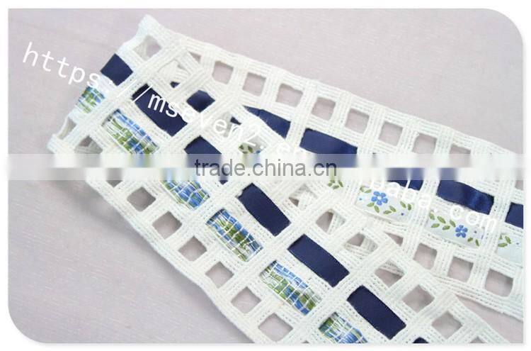 Special design 7cm width combined wholesale satin ribbon with ladder trim