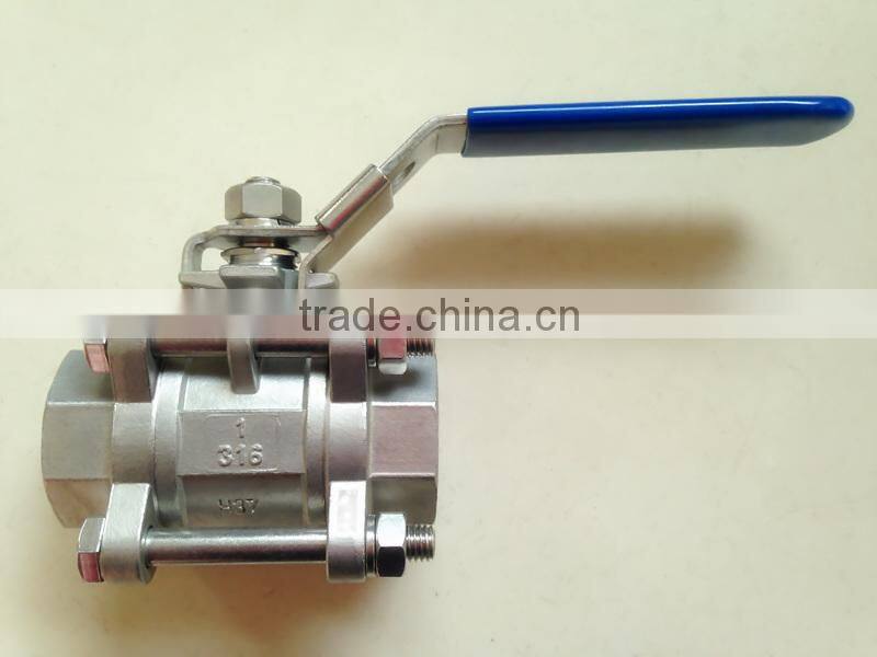 High Quality Stainless Steel Threaded 3pc Ball Valve