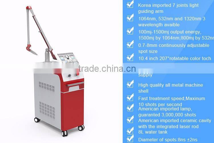 Good feedback! Pigment removal skin whitening 1064nm/532nm/black doll q-switch nd yag laser colorful tattoo removal machines