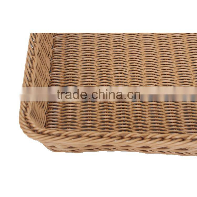 Handcraft PE rattan fruit vegetables basket double for supermarket display