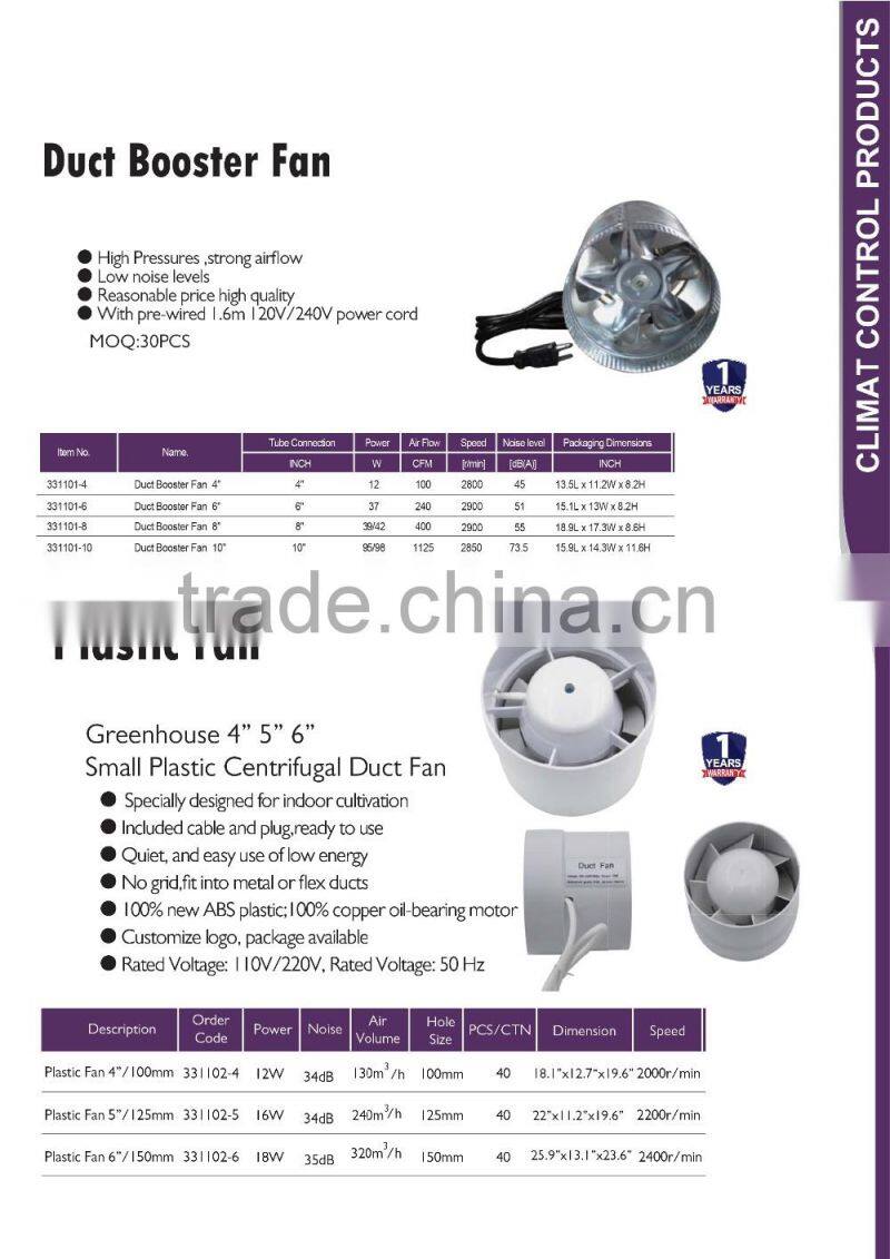 Price-wise 4" / 6" / 8" / 10" / 12" inch Centrifugal Inline Duct Carbon Filter Fan