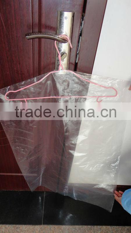 Transparent plastic bags used for handing clothes