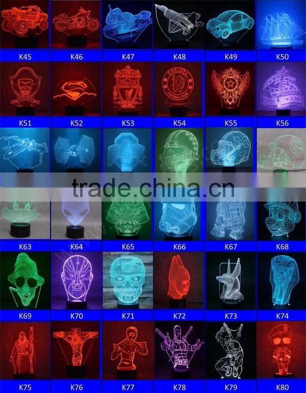 Factory supply LED night light 3D illusion table lighting lamp in stocking