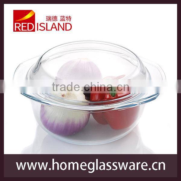 1L transparent tempered glass bowl set for microwave oven