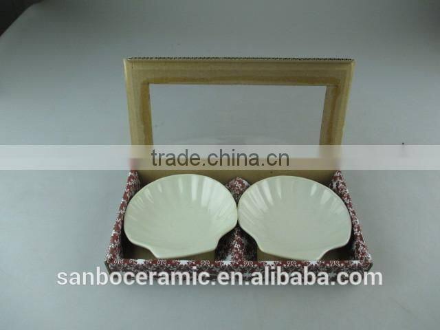 Wholesale Stock Ivory Porcelain Soap Dish Set Shell Shape