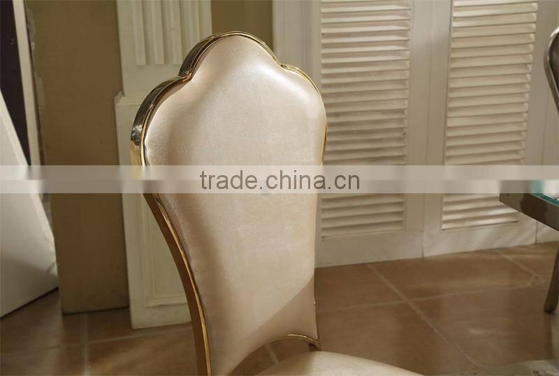 luxury leather stainless steel dining chair for hotel