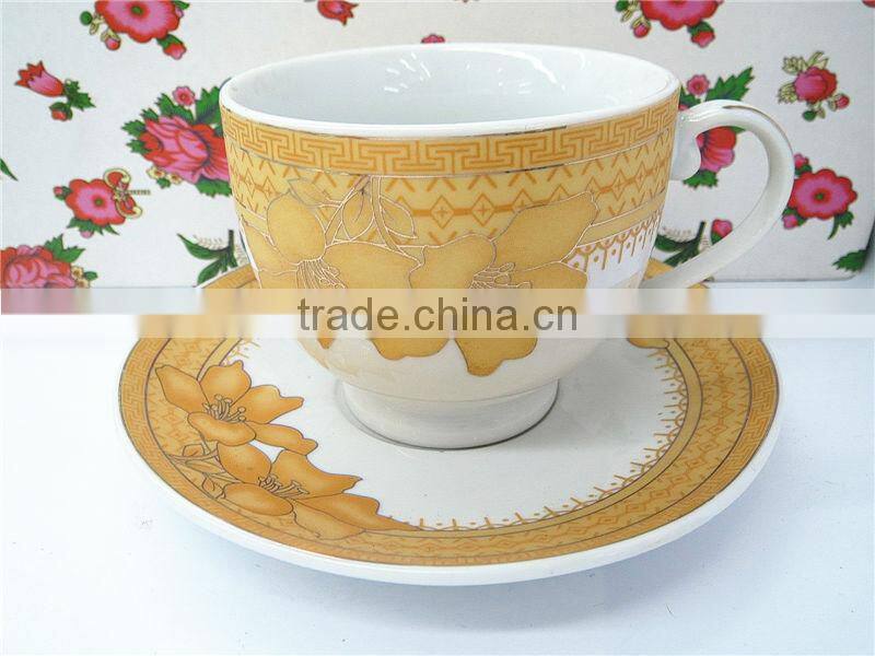 round porcelain ceramic tea coffee cup and saucer set