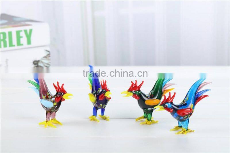 Colored Decorative design glass cock handicrafts home decor