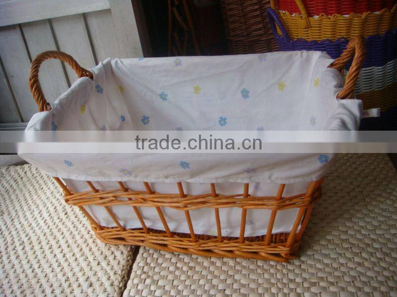 wholesale white wicker basket with handles
