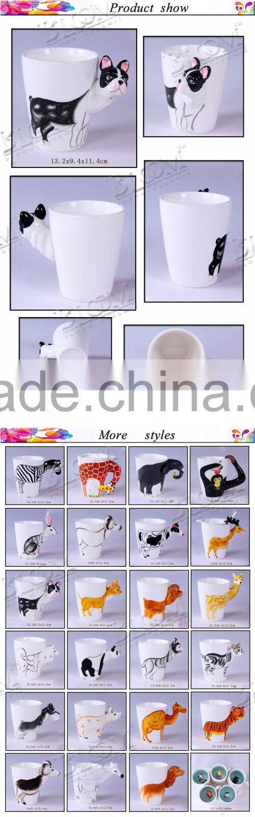 3d custom animal desgin ceramic drinking cup