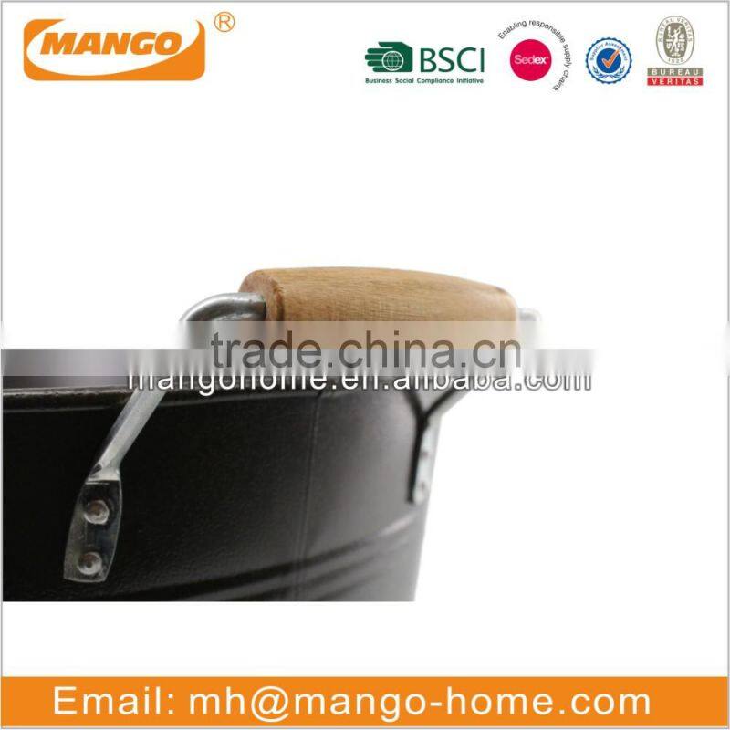 Large black galvanized metal beer bucket