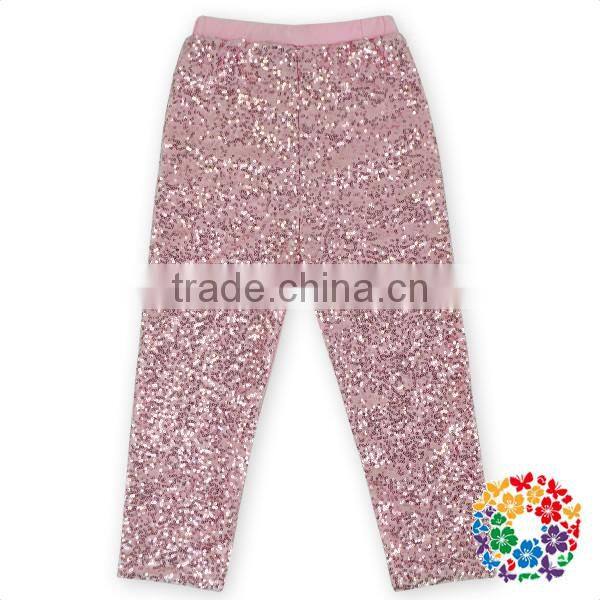 Purple Knit Cotton Sequins Sparkly girl tight leggings pants Wholesale baby girl leggings