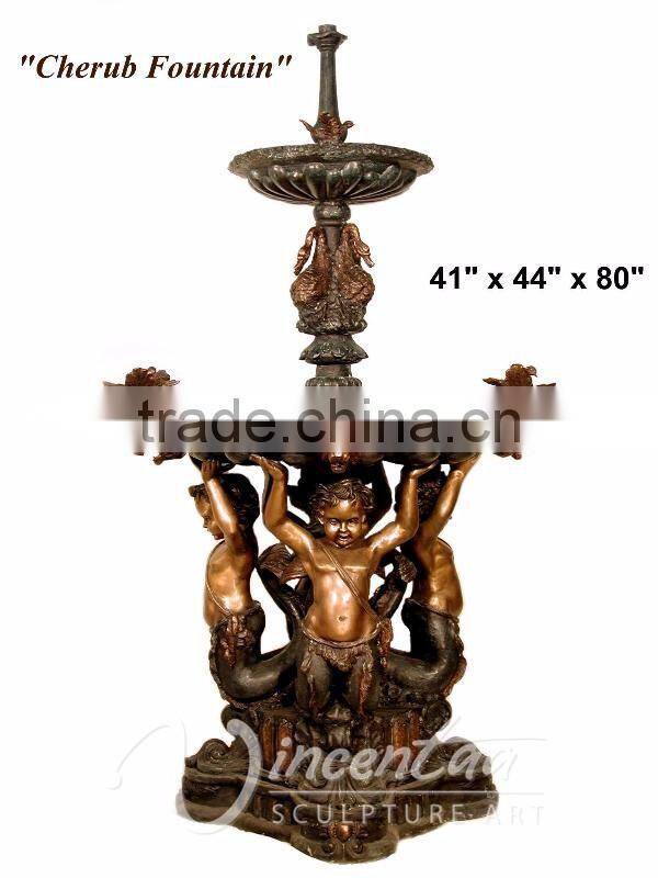 Outdoor decor bronze children water fountain for sale