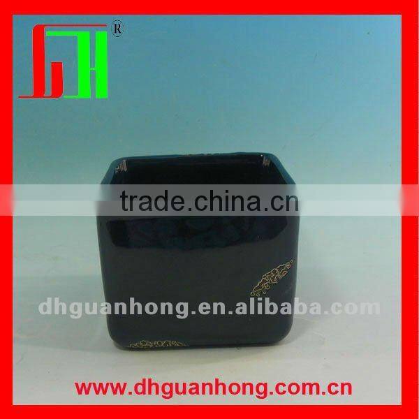 Blue square enamel flower pot