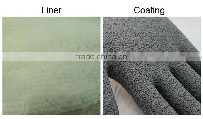 NMSAFETY 10 gauge cheap winter warm gloves 3/4 palm latex work gloves hi-viz yellow polycotton liner winter safety gloves