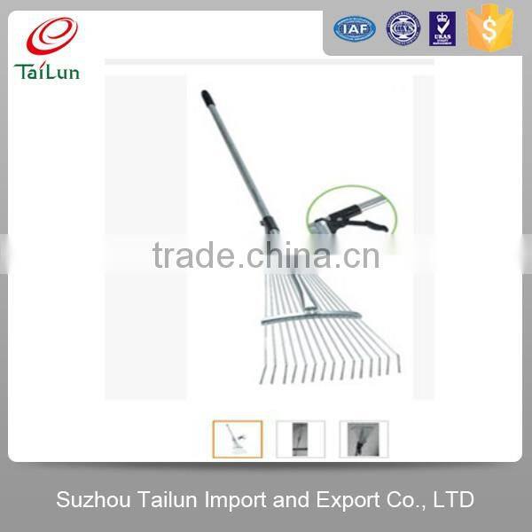 telescopic spring steel retractable grass rake with 15 tines