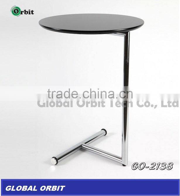 adjustable round wooden snack table