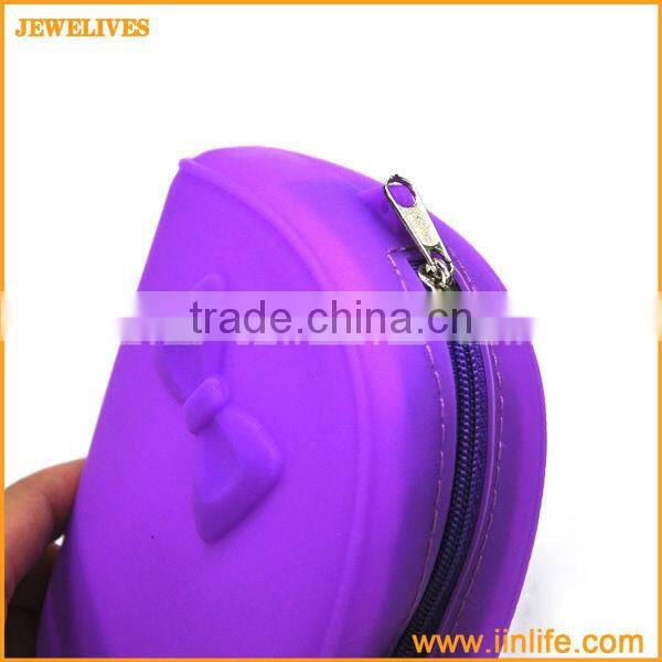 Colorful Bowknot Rubber Silicone Pouch Purse Wallet Glasses Cellphone Cosmetic Coin Bag Case