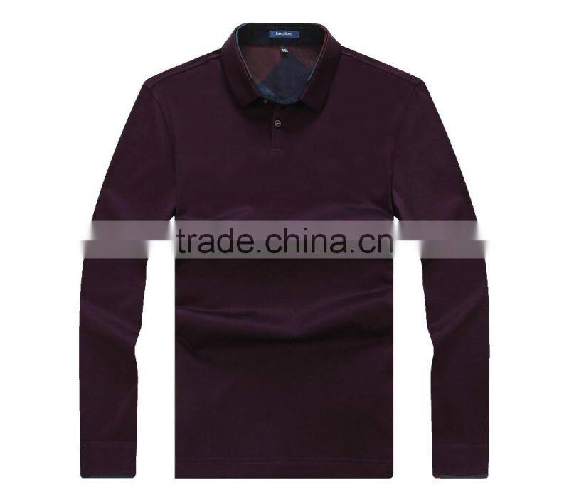 mens wholesale slim fit solid cotton long sleeve polo t shirt