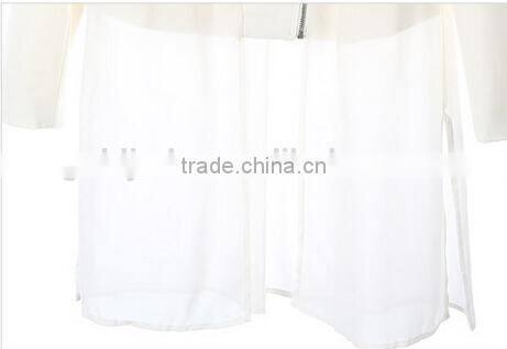newest design chiffon contrast for women summer cotton coat bottom ,long sleeve summer coat