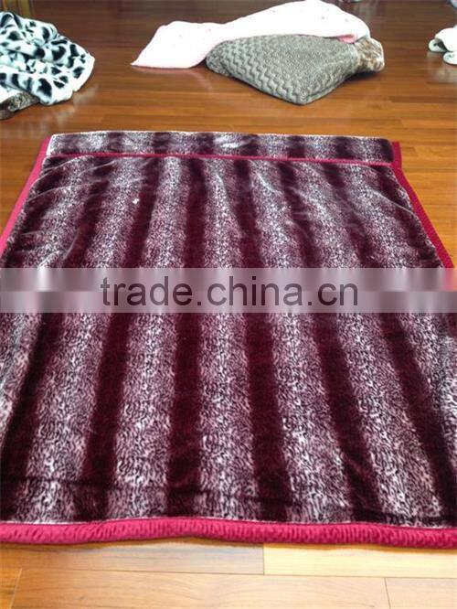 Argentina mink blanket leopard design embossed plush raschel blanket