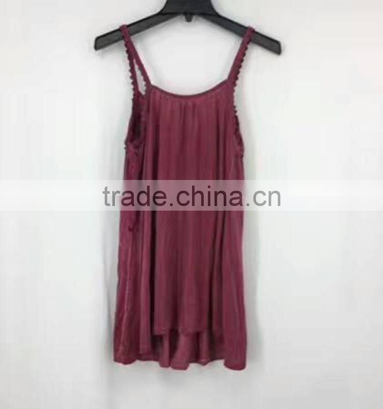 Women hot sell stocklots branded garment wash sexy lace tank top