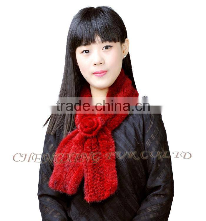 CX-S-82H Best Prices OEM Design Stock Fashion Knitted Mink Fur Ladies Scarf