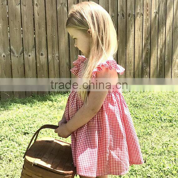 2017 new style Baby Clothes cheap wholesale Children's Boutique sleeveless summer baby girl red party dress