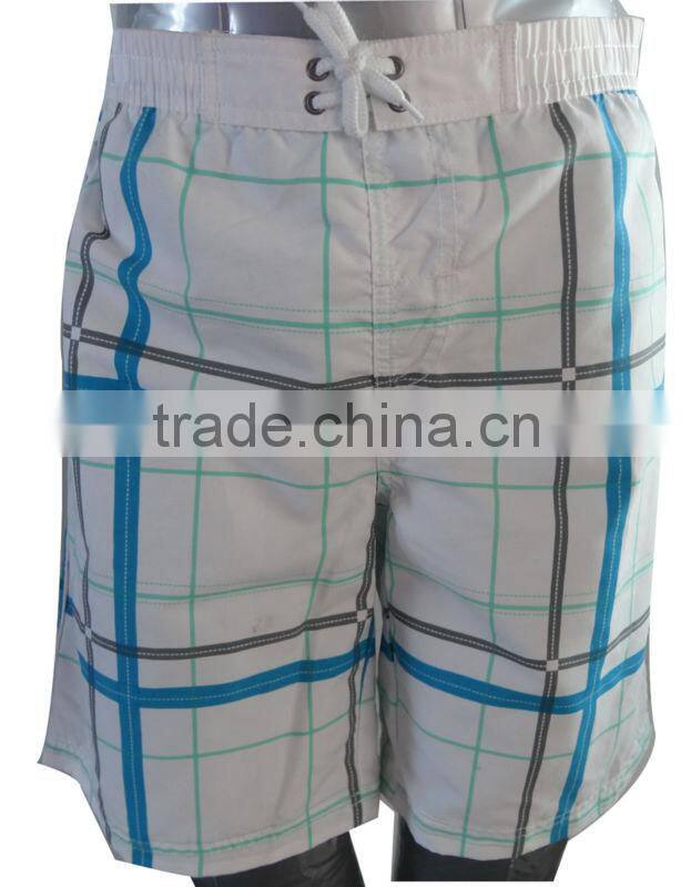 Men's plaid boardshorts with stretched