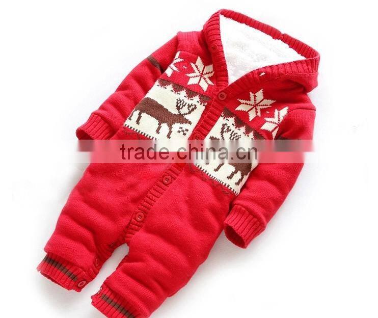 nordic design reindeer jacquard baby knitted hooded jumper