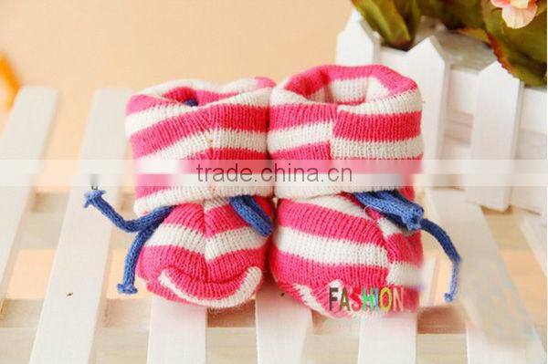Wholesale Winter Baby Kids Knitted Shoes Stripes Cotton Cute Shoes