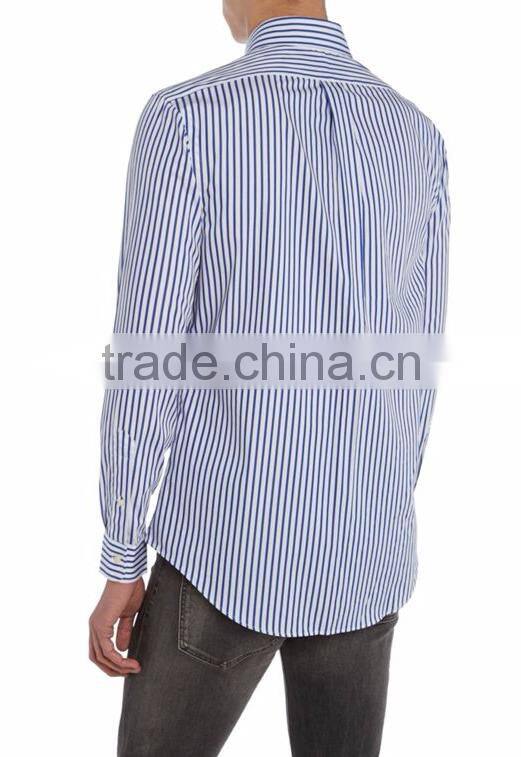 men stripe long sleeve cotton shirt slim fit shirt