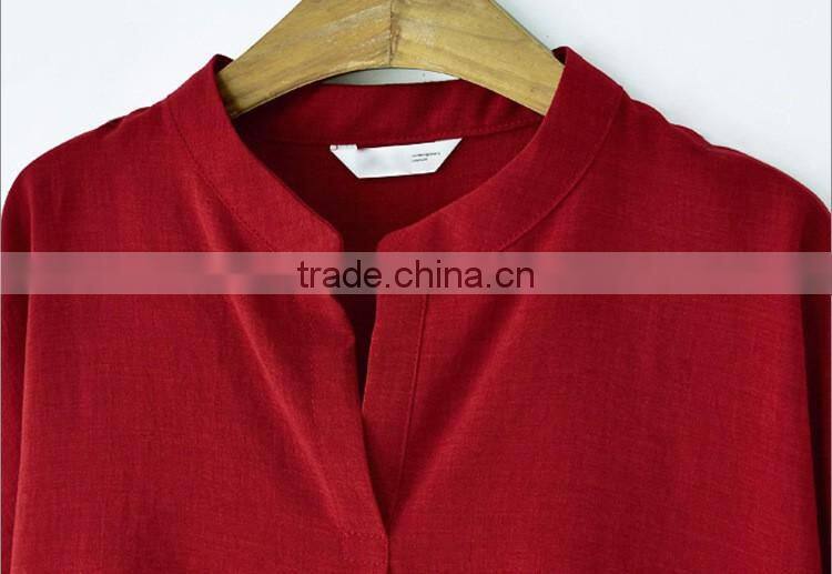 Hot sales European Plus size summer cool cotton solid color shirts for women blusa