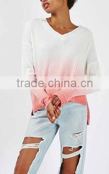 EY0874S sexy loose v neck pure cashmere pullover sweater for ladies