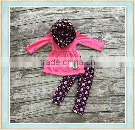 Baby girls boutique clothing kids halloween skull print long sleeve top and icing Pants outfits clothes