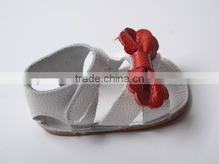 genuine leather girl summer moccasins, bow design baby shoes